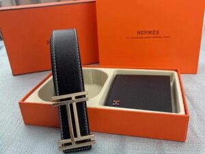 Hermes H Logo Leather Belt 34