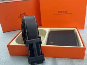 Hermes H Logo Leather Belt 35
