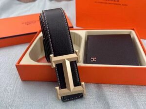 Hermes H Logo Leather Belt 38