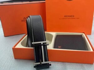 Hermes H Logo Leather Belt 32