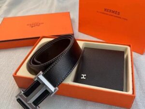 Hermes H Logo Leather Belt 37