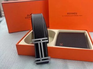 Hermes H Logo Leather Belt 33